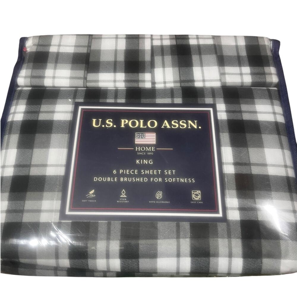 U. S. Polo Assn. King Size 6 Piece Double Brushed Sheet Set NIB - Picture 3 of 6